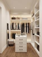 Dressing ouvert sur mesure, armoire ouverte moderne de luxe avec système d'éclairage LED pour villa et appartement