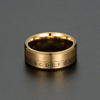 Bague rotative en acier inoxydable plaqué or PVD 18 carats avec fenêtre de décodeur secret et chiffre porte-bonheur