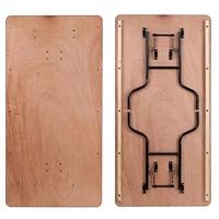 L72''x W30''x H30'' Table de banquet pliante en bois rectangulaire pour jardin extérieur avec dessus fini à revêtement transparent