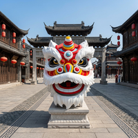 Sculpture de lion dansant de style chinois en résine de fibre de verre émaillée, personnalisée, de grande taille, pour parcs d'attractions et jardins, pour l'extérieur et les fêtes