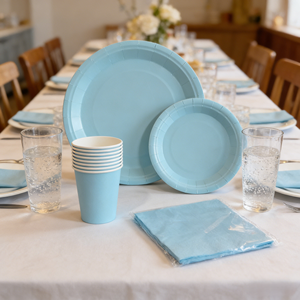 ชุดอุปกรณ์จัดงานเลี้ยงสีพื้น DAMAI ชุดจานชามกระดาษสีพื้นแบบใช้แล้วทิ้ง ขนาด 7 นิ้ว 9 นิ้ว พร้อมถ้วยกระดาษและผ้าเช็ดปาก - Product Image 2