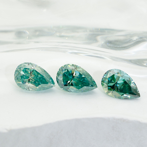 Piedras Sueltas de Moissanita Creadas en Laboratorio con Certificación GRC, Forma de Pera, Verde Oliva, Pulimentadas, de 4x6-10x14mm para la Fabricación de Pendientes - Product Image 1
