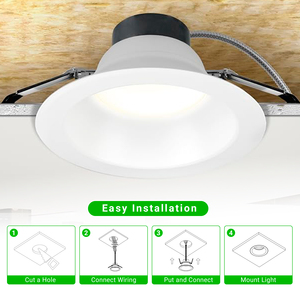 Downlight LED encastré de 4 pouces, 5 températures de couleur et puissance sélectionnables, 9W 15W 18W, dimmable 0-10V, éclairage commercial avec conduit en aluminium - Product Image 6