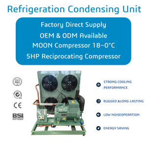 <span class=keywords><strong>Unit</strong></span>à di Condensazione con Compressore MOON da 5HP 18~0 ° <span class=keywords><strong>Unit</strong></span>à di Refrigerazione Raffreddata ad Aria per Celle Frigorifere - Product Image 1