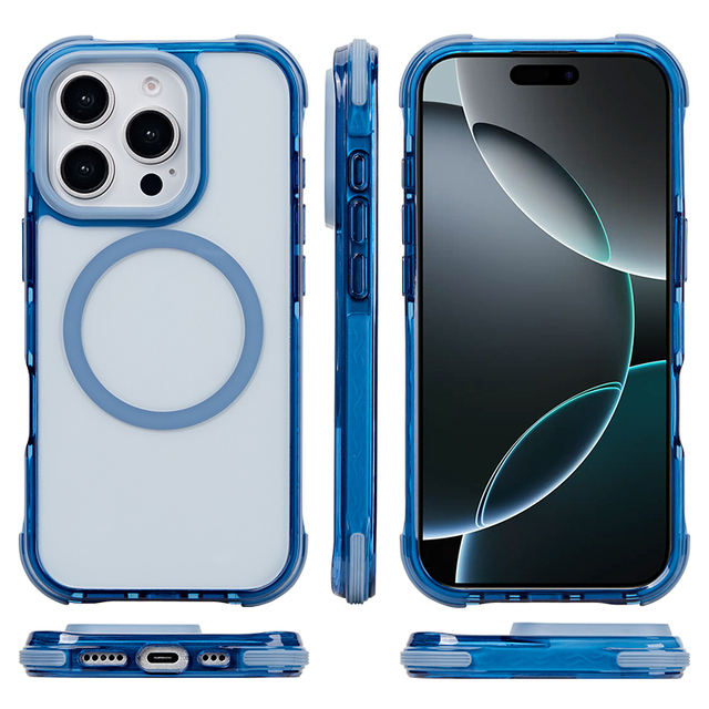 C&T High Quality Transparent TPU+PC+TPE Hybrid Magnetic Shockproof Wireless Charging Phone Case for 16 15 Pro Max