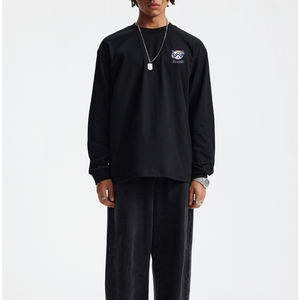 เสื้อยืดแขนยาวผู้ชายทรงโอเวอร์ไซส์ คอกลม ไหล่ตก ผ้าคอตตอนคุณภาพสูง น้ำหนัก 260 กรัม แบบเรียบ ไม่มีลาย ขายส่ง - Product Image 3