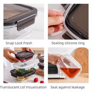 Bán buôn lò vi ba cao Borosilicate Kính Hộp Ăn Trưa đặt <span class=keywords><strong>Pyrex</strong></span> Bento hộp cho văn phòng trường học với nắp - Product Image 3