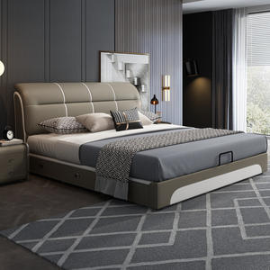 Лидер продаж, роскошные современные двуспальные кровати размера «King-Size», мягкие кровати из массива дерева, мягкие кровати с мягкой обивкой, наборы мебели для спальни, дома - Product Image 4