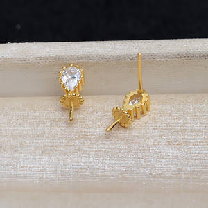 Boucles d'oreilles en argent S925 avec double perle et pompon, boucles d'oreilles multi-perles, accessoires personnalisés DIY, clous de mode, support vide - Product Image 3