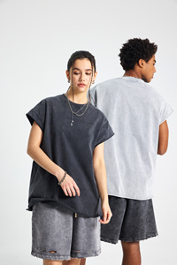 T-Shirt Unisex 100% Cotone Oversize Effetto Vintage Streetwear Casual Design Semplice Tinta Unita in Taglie <span class=keywords><strong>M</strong></span>/<span class=keywords><strong>L</strong></span>/XL/XXL/Oversize 275G - Product Image 2