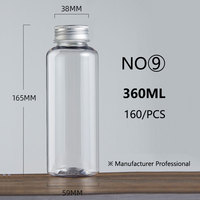 Bouteille en PET de 360 ml pour aliments, compatible avec les gâteaux et les biscuits, impression sérigraphique, pour jus de fruits, boissons, eau, lait