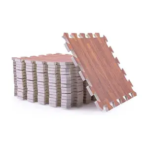 24" Wood Grain Interlocking Foam Mat, Wooden Pattern Joint Tiles, Stitching Flooring for Livingroom, Bedroom, Home