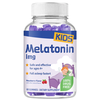 Gomitas de Melatonina para Niños de Marca Privada OEM, 1 mg, 60 Unidades, Sabor Frambuesa, Suplemento Dietético para Dormir, Suplemento Dietético para Niños