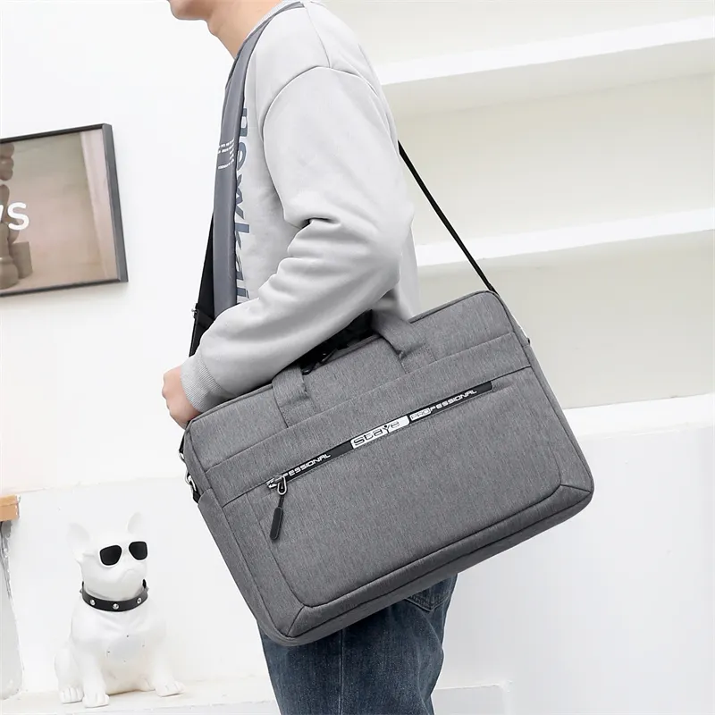 Laptop çantası erkek çanta yüksek kaliteli özelleştirilebilir taşınabilir iş koruyucu kılıf ofis dizüstü su geçirmez 15.6 inç evrak