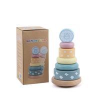 Arc-en-ciel en bois empilable anneau tour jeu blocs bébé Montessori jouets équilibrage pierre roches éducatif apprentissage préscolaire