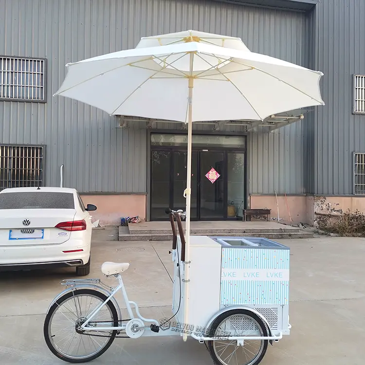 High Quality Front Loading Pedal Assist Food Bike With Freezer Electric Tricycle Food Cart Coffee Carts Ice Cream Bike