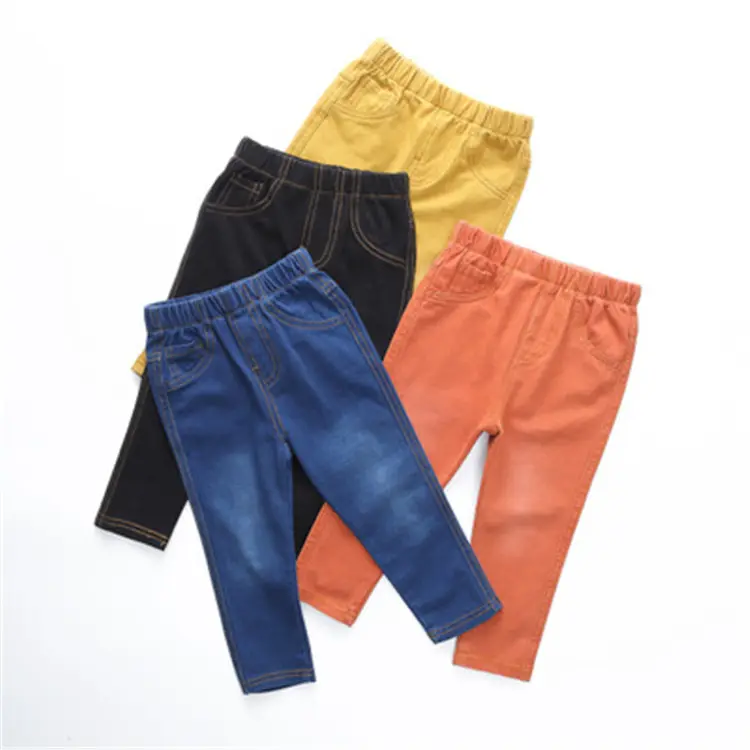 Nieuwe Mode Lente Herfst Baby Jongen Meisje Jeans Broek Kinderen Kid Effen Kleur Toevallige Denim Broek QA224