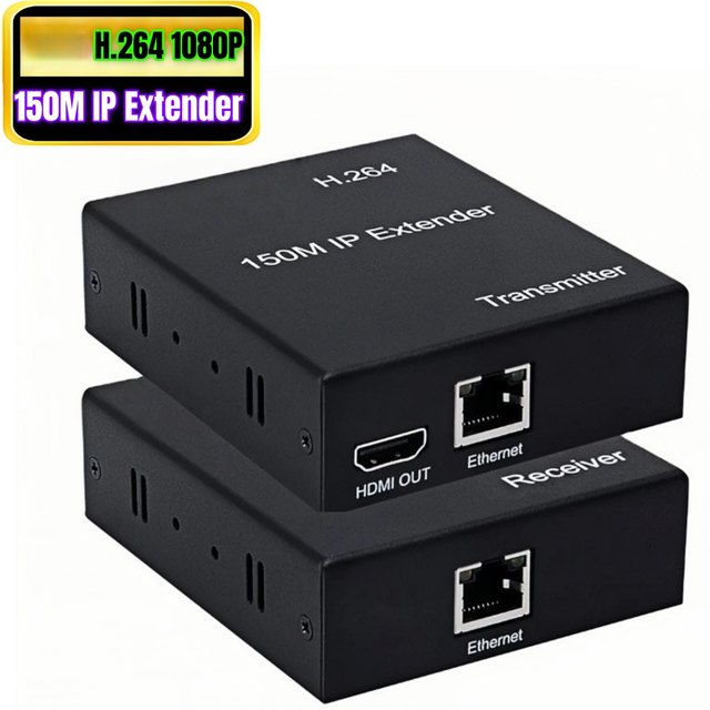 150M HDMI Extender Over IP TCP Cat5e Cat6 RJ45 Ethernet Cable Audio Video Transmitter Receiver Network Switch for Laptop, DVD