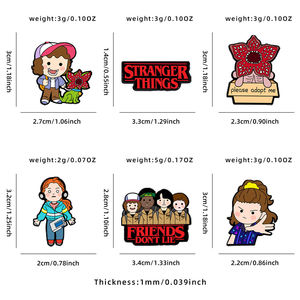 Badges en émail personnalisés en gros, design de personnages <span class=keywords><strong>Stranger</strong></span> <span class=keywords><strong>Things</strong></span>, fabrication directe d'usine, OEM ODM, stock disponible - Product Image 2