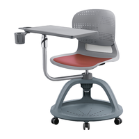 Chaise de formation pivotante multifonctionnelle avec tablette Chaise d'étudiant réglable avec grand porte-livre Formation Mobilier scolaire