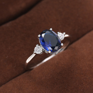Anillo Ovalado con Gema Azul para Mujer, Joyería Elegante y de Lujo para el Dedo - Product Image 2