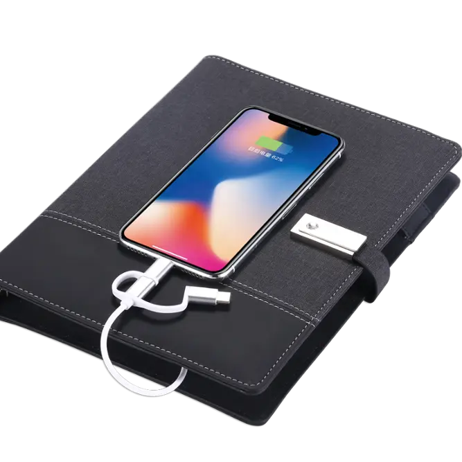アジェンダ日記iPhone用ワイヤレス充電8000 mahパワーバンクノートブックを備えた充電オーガナイザー