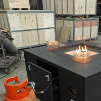 Table de foyer extérieur personnalisée en acier au carbone avec télécommande, système de chauffage, réservoir de propane dissimulé