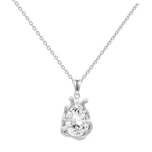 Collar con Colgante <span class=keywords><strong>de</strong></span> Moissanita en Forma <span class=keywords><strong>de</strong></span> Pera <span class=keywords><strong>de</strong></span> 6 Quilates con Acabado Cepillado, Cadena <span class=keywords><strong>de</strong></span> Plata S925 Chapada en <span class=keywords><strong>Oro</strong></span> <span class=keywords><strong>de</strong></span> 14K para Mujer, Compromiso - Product Image 4