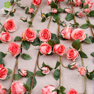 QIHAO <b>Artificial</b> Rose <b>Vine</b> Silk <b>Flower</b> Wedding Decoration Wall Hanging Home Decor Reusable High Simulation - Product Image 2