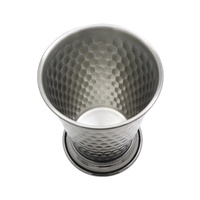 Tasses à vin, bière, jus, cocktails et thé en acier inoxydable 304 de luxe, motif martelé, écologiques, réutilisables, 400 ml, pour boissons froides, personnalisables