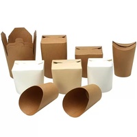 Boîtes d'emballage alimentaire en papier kraft enduit imperméable avec logo personnalisé pour les nouilles, les pâtes, les plats à emporter - Réutilisables et écologiques