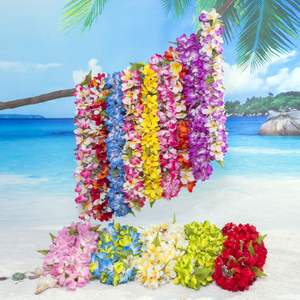 工厂供应商HL0001A-2 5色110厘米人造天鹅绒pumeria花磊夏威夷女舞会项链 - Product Image 1