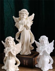 Atacado retro europeu do velho branco menina anjo ornamentos decoração n resina figura <span class=keywords><strong>figurines</strong></span> knick-knacks
