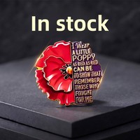Broche YZ-Poppy Décontractée Tendance Mode Jour de la Mémoire Feuille Émaillée Or 3D Gaufrée Découpée au Laser Couleur Personnalisée Rouge