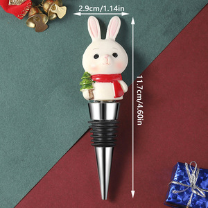 Resin Christmas Bunny Wine Stopper 4916-10 Holiday Decor Gift For Party <b>Sealing</b> Bottle - Product Image 3