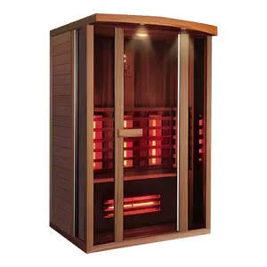 Indoor Solid Wood 2-Person Dry Steaming Sauna Room With Infrared Heating