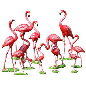 Adornos de flamencos de fibra de vidrio ecológicos que brillan intensamente Esculturas al aire libre Diseño personalizado para jardines Hoteles Centros comerciales - Product Image 5