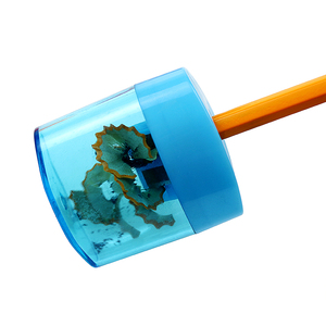 BECOL, venta al por mayor, sacapuntas manuales coloridos para estudiantes, Sacapuntas de plástico de doble agujero con forma ovalada creativa para la escuela - Product Image 2