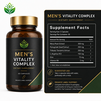 Complément alimentaire pour la vitalité masculine, marque privée OEM, 60 capsules, pour l'énergie et le bien-être quotidiens.