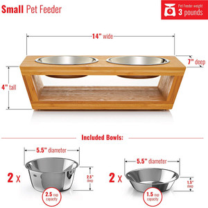 Tinggi Anjing dan Kucing Pet Feeder, Double Bowl Mengangkat Berdiri Dilengkapi dengan Tambahan Dua Stainless Steel Mangkuk untuk Anjing Kecil - Product Image 3