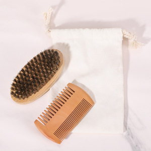Brosse à barbe en poils de <span class=keywords><strong>blaireau</strong></span> 100% naturels en bambou de haute qualité avec logo personnalisé, vente en gros, pour hommes, ensemble de soin de la barbe avec peigne - Product Image 6