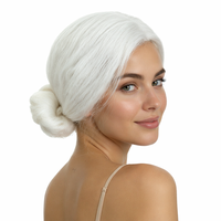 Perruque chignon basse blanc argenté pour scène et cosplay - Postiche réaliste pour femme âgée, idéal pour le théâtre, Halloween et les costumes de fête