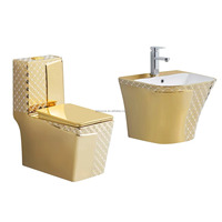 Cuvette de toilette en céramique, en céramique et en or, sanitaire d'hôtel, Wc électrolytique, une pièce, cuvette de toilette d'usine