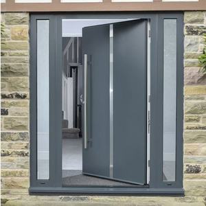 Puerta Pivotante de Entrada Principal de Lujo, Moderna y a Medida, de Aluminio, Acero, Vidrio y MDF, Estilo Exterior para Villas, Hoteles, Vestíbulos y Centros Comerciales - Product Image 4