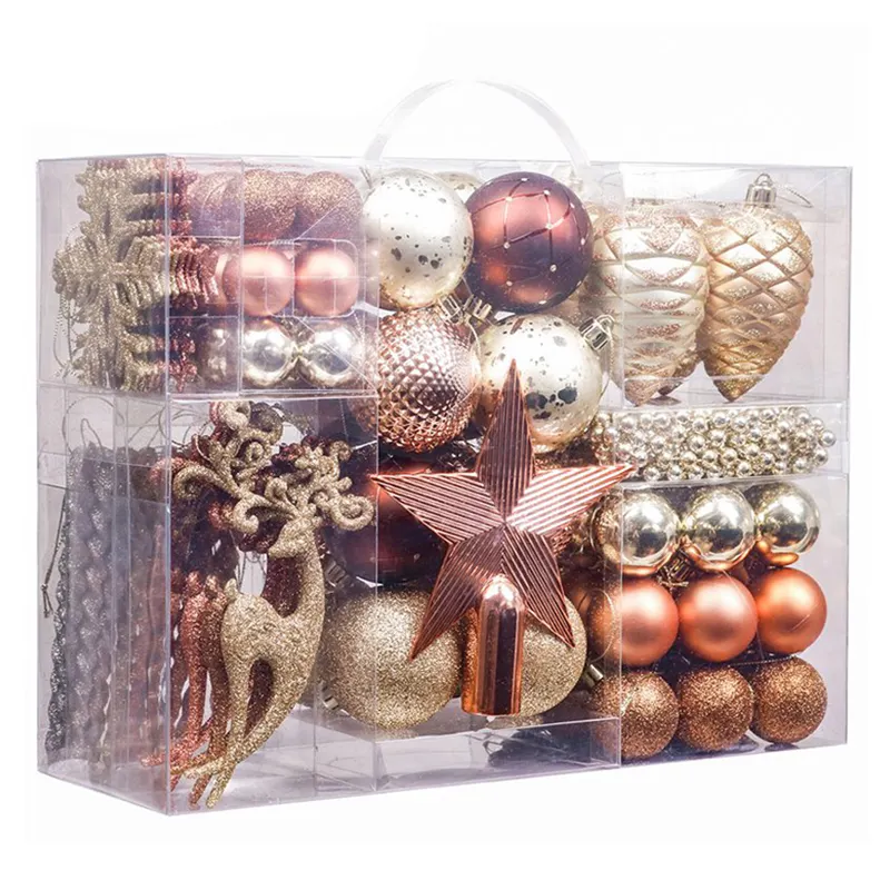 EAGLEGIFTS 30-160mm 100pcs Copper Gold Color Shatterproof Baubles Decorations Bulk Christmas Ornaments Ball Hanging For Home