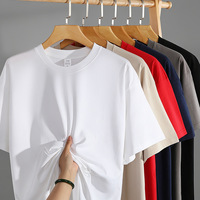 Kaos oblong pria katun murni merek vintage 200G impor, ukuran besar, bernapas, warna polos
