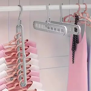 9-hole <b>Clothes</b> hanger Organizer Space Saving Hanger Multi-function Folding Magic Hangers <b>Drying</b> <b>Racks</b> Scarf <b>Clothes</b> Storage - Product Image 4