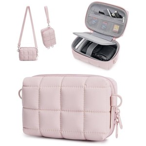 <span class=keywords><strong>Sac</strong></span> <span class=keywords><strong>bandoulière</strong></span> mini portable en polyester <span class=keywords><strong>avec</strong></span> fermeture éclair, motif losanges, pour rangement domestique, <span class=keywords><strong>avec</strong></span> doublure de protection antichoc épaissie - Product Image 5