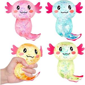 Nouveau jouet sensoriel amusant pour enfants : Axolotl mignon avec paillettes dorées, style Maltose, balle anti-stress à rebond lent, jouet à presser, jouets squishy - Product Image 6