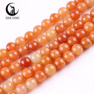 Zhe Ying 6/8/10mm perles de pierre d'aventurine rouge rondes perles de pierre de Bracelet lisse pour la fabrication de bijoux perles de pierre d'aventurine orange - Product Image 4